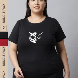 UnaOne Women Black Typography Printed Pockets Slim Fit T-shirt-image-39