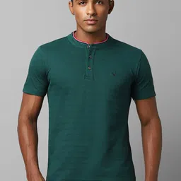 Allen Solly Striped Band Collar Slim Fit Pure Cotton T-shirt-image-81