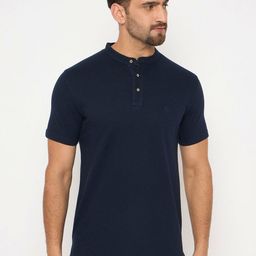 Duke Men Solid Mandarin Collar Cotton Slim Fit T-shirt-image-19