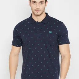 Duke Men Conversational Printed Polo Collar Cut Outs Slim Fit T-shirt-image-60
