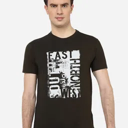 JADE BLUE Typography Printed Pure Cotton Slim Fit T-shirt-image-37