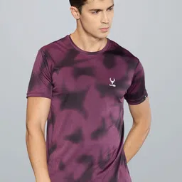 Wildbrocket Men Purple Tie and Dye Dyed Slim Fit Dry Fit T-shirt-picture-21
