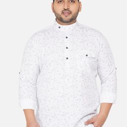 John Pride Men White Printed Plus Size Casual Shirt-image-6