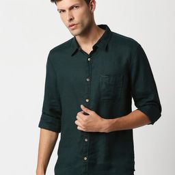 Pepe Jeans Men Green Pure Linen Casual Shirt-image-53