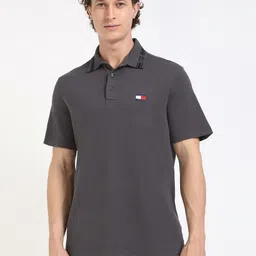 Tommy Hilfiger Men Solid Polo Collar Cotton T-shirt-image-83