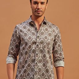 THINC Men Spread Collar Ethnic Motifs Printed Cotton Casual Shirt-image-55