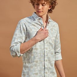 THINC Men Jenga Spread Collar Abstract Printed Cotton Casual Shirt-image-28