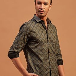 THINC Men Spread Collar Ethnic Motifs Printed Cotton Casual Shirt-image-105