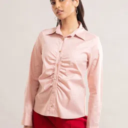 20Dresses Women Peach-Coloured Solid Regular Fit Cotton Casual Shirt-image-80