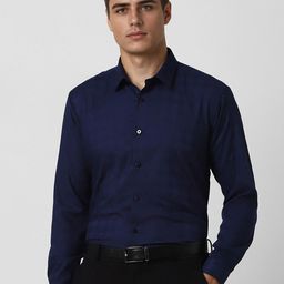V Dot Men Spread Collar Checked Slim Fit Formal Shirt-image-68