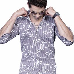 ALMATY Men Comfort Slim Fit Opaque Printed Shirt-image-1