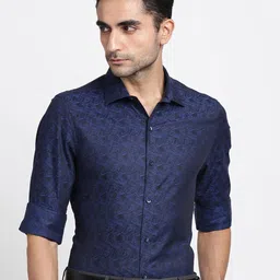 Turtle Premium Slim Fit Abstract Printed Pure Cotton Formal Shirt-image-72