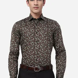 JB STUDIO Slim Fit Ethnic Motifs Printed Cotton Formal Shirt-image-35