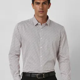 V Dot Men Spread Collar Geometric Printed Cotton Formal Shirt-image-18