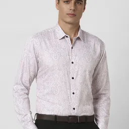 V Dot Men Spread Collar Ethnic Motifs Printed Slim Fit Cotton Formal Shirt-image-84