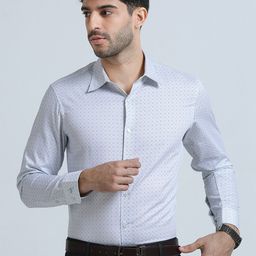 THE FORMAL CLUB Relaxed Printed Spread Collar Long Sleeves Formal Shirt-image-60