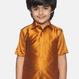 Sethukrishna Boys Mustard Brown Classic Opaque Casual Shirt-picture-11