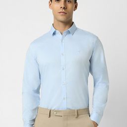 V Dot Slim Fit Self Design Pure Cotton Formal Shirt-image-66