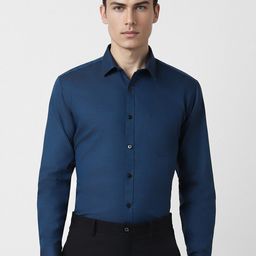 V Dot Slim Fit Pure Cotton Formal Shirt-image-51