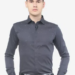 JB STUDIO Slim Fit Floral Self Design Cotton Formal Shirt-image-59