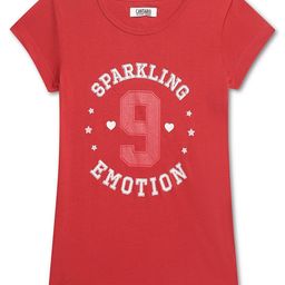 Cantabil Girls Red Typography Printed Cotton T-shirt-image-37