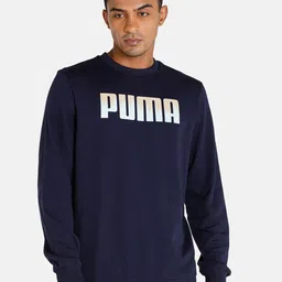 Puma Men Blue Crew Printed Sweatshirt-image-49