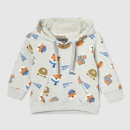 max Infant Boys Conversational Printed Hooded Pullover-picture-13