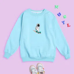 NUSYL Kids Graphic Printed Oversized Fleece Sweatshirt-picture-33