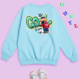 NUSYL Kids Typography Printed Oversized Fleece Sweatshirt-picture-57