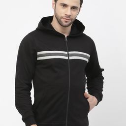 Kalt Striped Hooded Long Sleeves Fleece Sweatshirt-picture-1