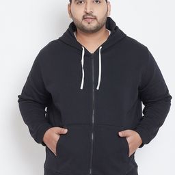 Instafab Plus Men Black Hooded Sweatshirt-29