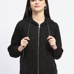 Madame Women Hooded Self Design Sweatshirt-image-19