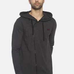 IMPACKT Men Black Hooded Cotton Sweatshirt-image-12