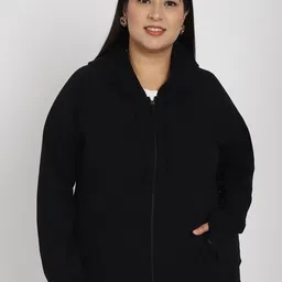 Rute Plus Size Hooded Cotton Front Open Sweatshirt-2