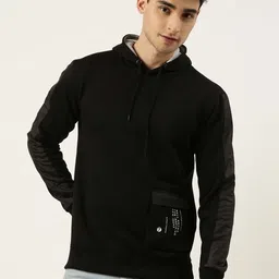Maniac Men Black Printed Hooded Cotton Sweatshirt-image-49