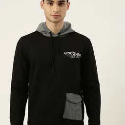 Maniac Men Black Printed Hooded Cotton Sweatshirt-image-98