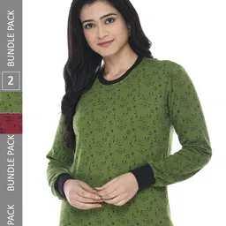 IndiWeaves Pack Of 2 Floral Printed Fleece Sweatshirt-image-75