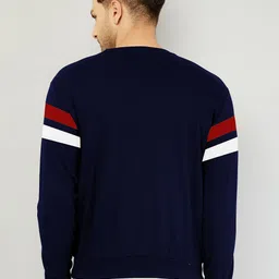 GESPO Men Blue Fleece Striped Sweatshirt-image-90
