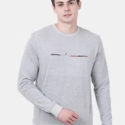t-base Men Grey Melange Printed Cotton Sweatshirt-image-57