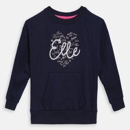ELLE Girls Navy Blue & White Printed Sweatshirt-image-20