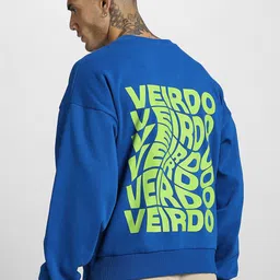 VEIRDO Blue & Green Typography Printed Fleece Sweatshirt-picture-57