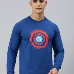 SPORTO Blue Captain Marvel Printed Raglan Sleeves Cotton Pullover Sweatshirt-image-20