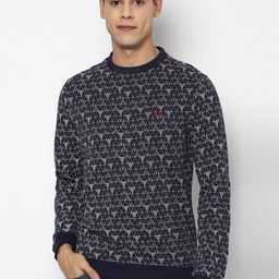 Allen Solly Men Navy Blue & White Printed Pure Cotton Sweatshirt-image-31