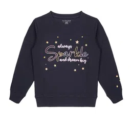 PLUM TREE Girls Typography Printed Pure Cotton Pullover Sweatshirt-image-7