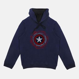 Marvel by Wear Your Mind Unisex Kids Navy Blue Printed Hooded Sweatshirt-image-72