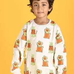 Anthrilo Boys Off White Animal Graphics Printed Fleece Sweatshirt-image-79