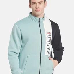 Octave Men Blue Printed Fleece Sweatshirt-image-53
