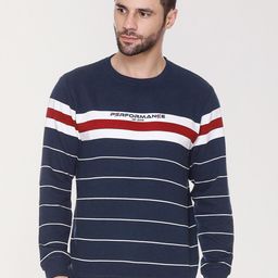 ARRAY Striped Round Neck Cotton Pullover-28