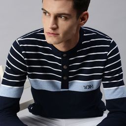 SHOWOFF Men Blue Striped Sweatshirt-image-41