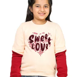 toothless Girls Peach-Coloured Printed Sweatshirt-image-64